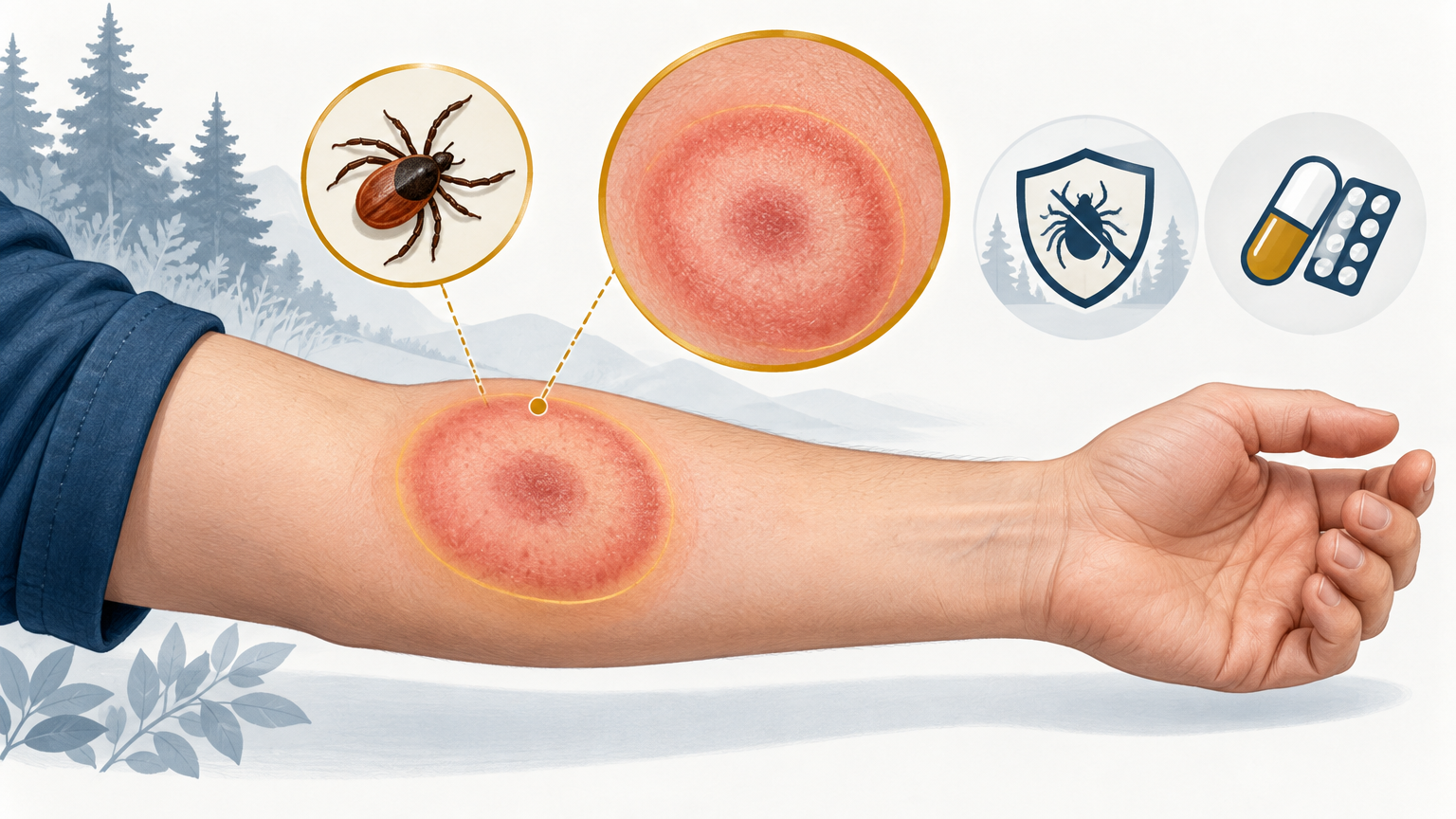 صورة توضيحية عن حمامى مهاجرة مزمنة | Erythema chronicum migrans — الأمراض المعدية | فارماستان