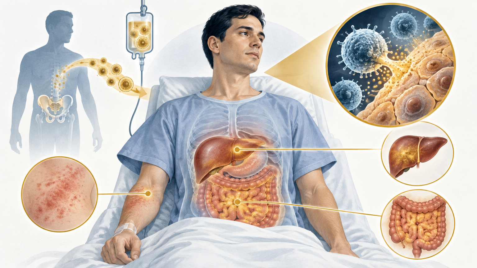 صورة توضيحية عن داء الطعم حيال المضيف | Graft versus host disease — الجهاز المناعي | فارماستان