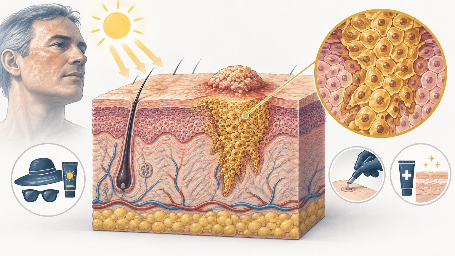 صورة توضيحية عن سرطان الخلايا الحرشفية | Squamous Cell Cancer — الأورام و السرطان | فارماستان