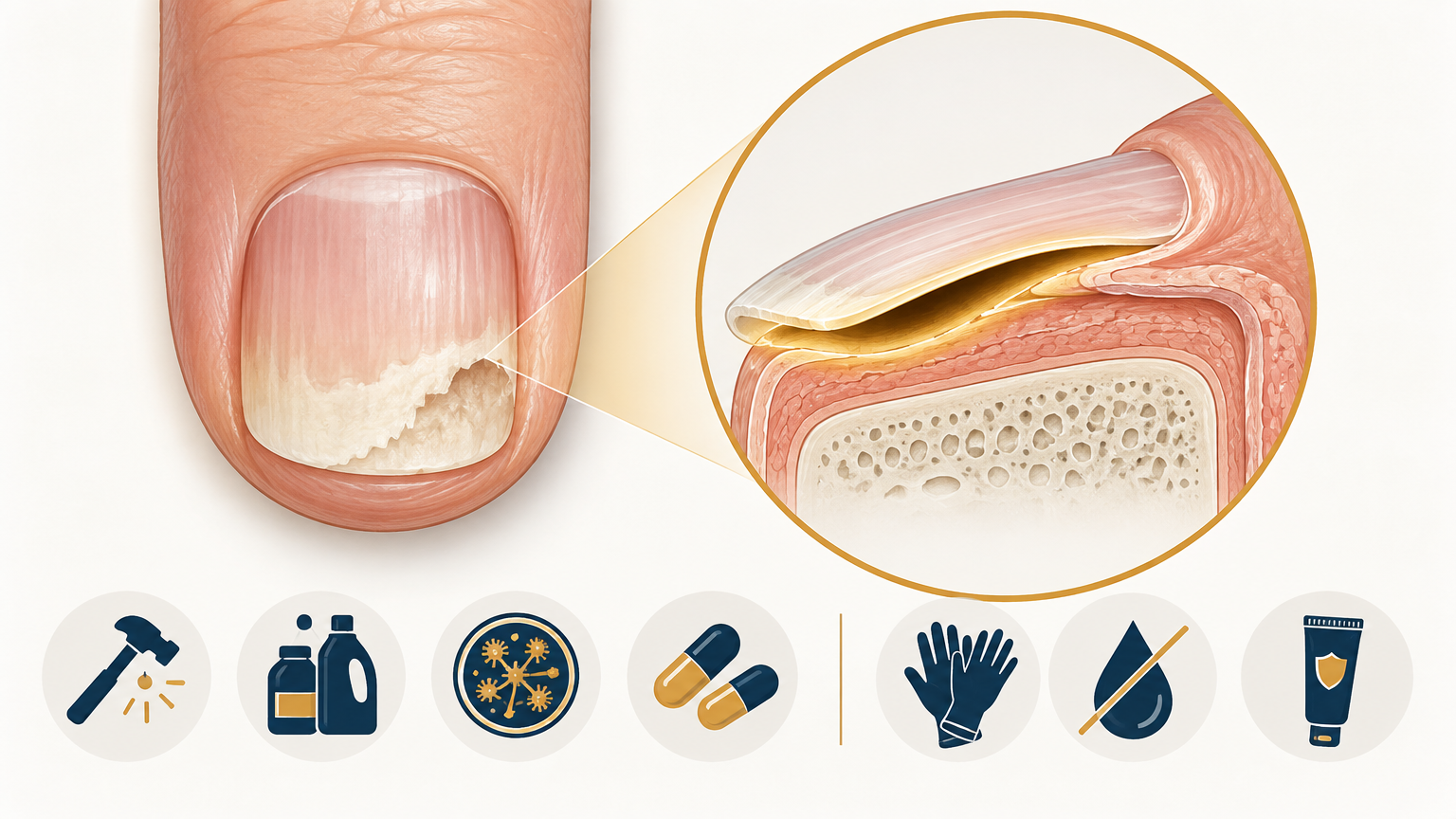 صورة توضيحية عن سقوط الاظافر | Onychoptosis, Onycholysis — الجلدية والتجميل | فارماستان