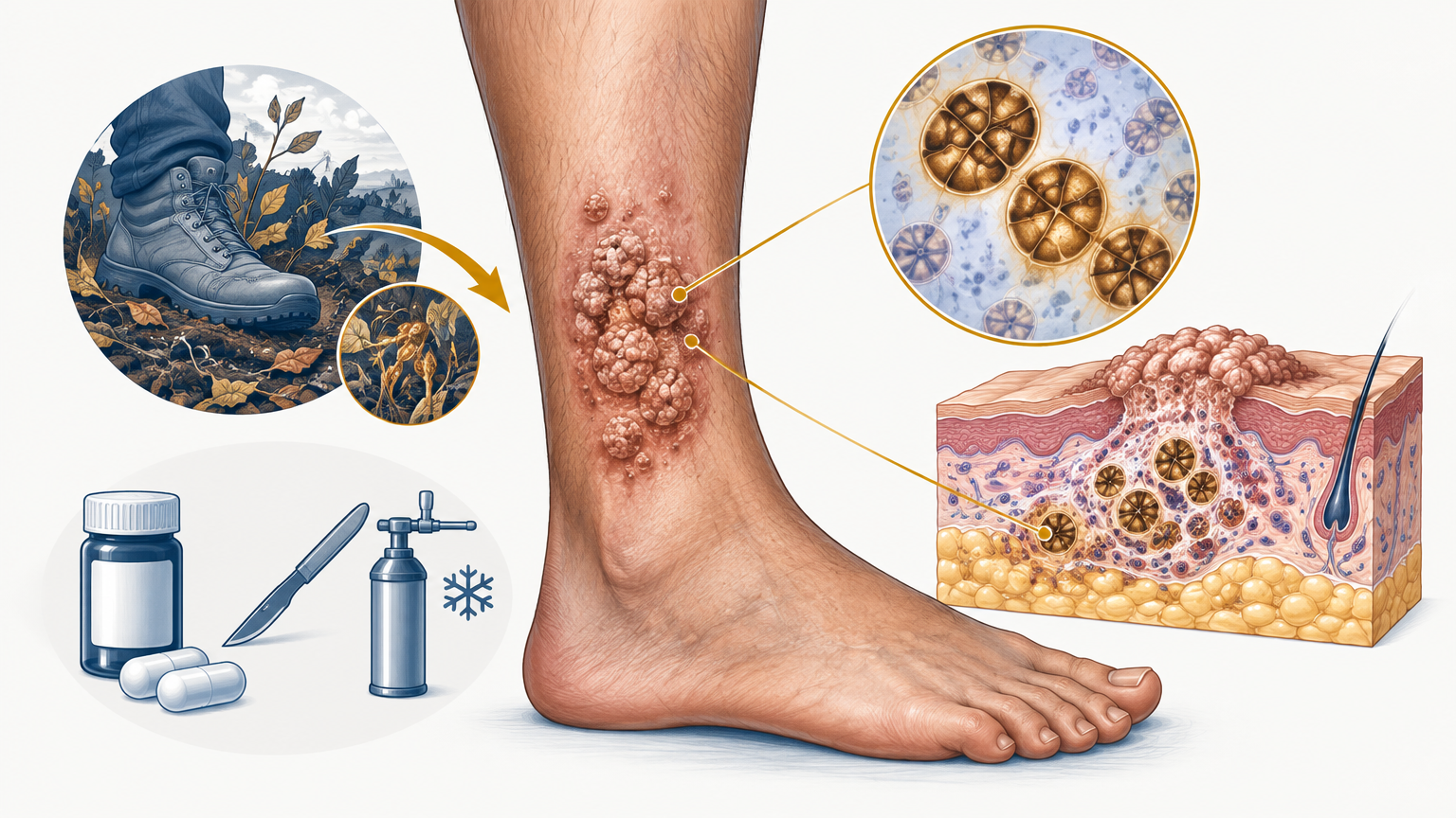 صورة توضيحية عن فطار ملون | Chromomycosis — الجلدية والتجميل | فارماستان