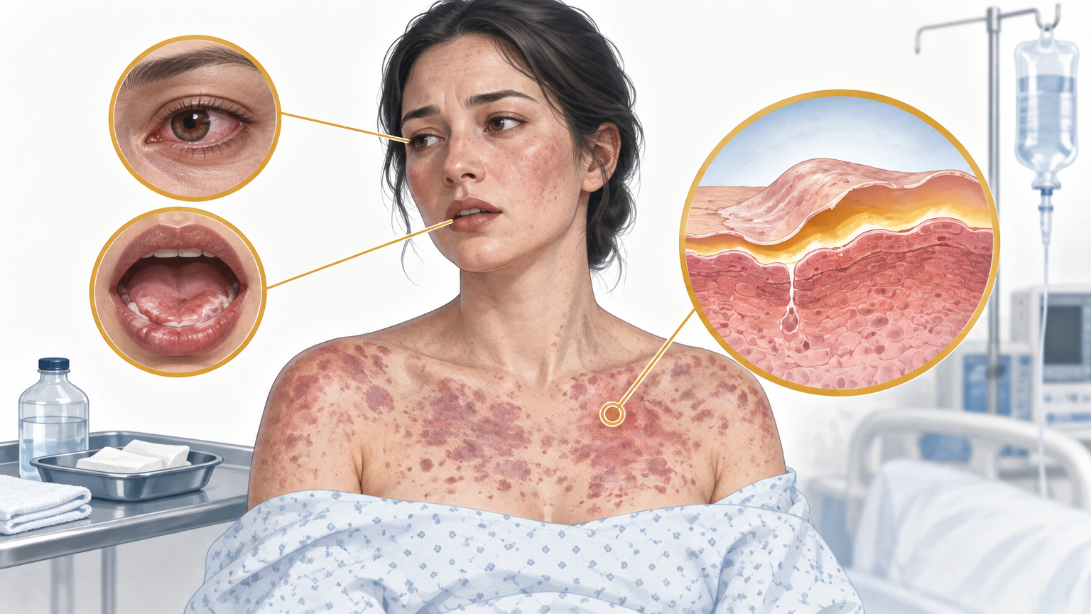 صورة توضيحية عن متلازمة ستيفنز جونسون | Stevens-johnson syndrome — الجلدية والتجميل | فارماستان