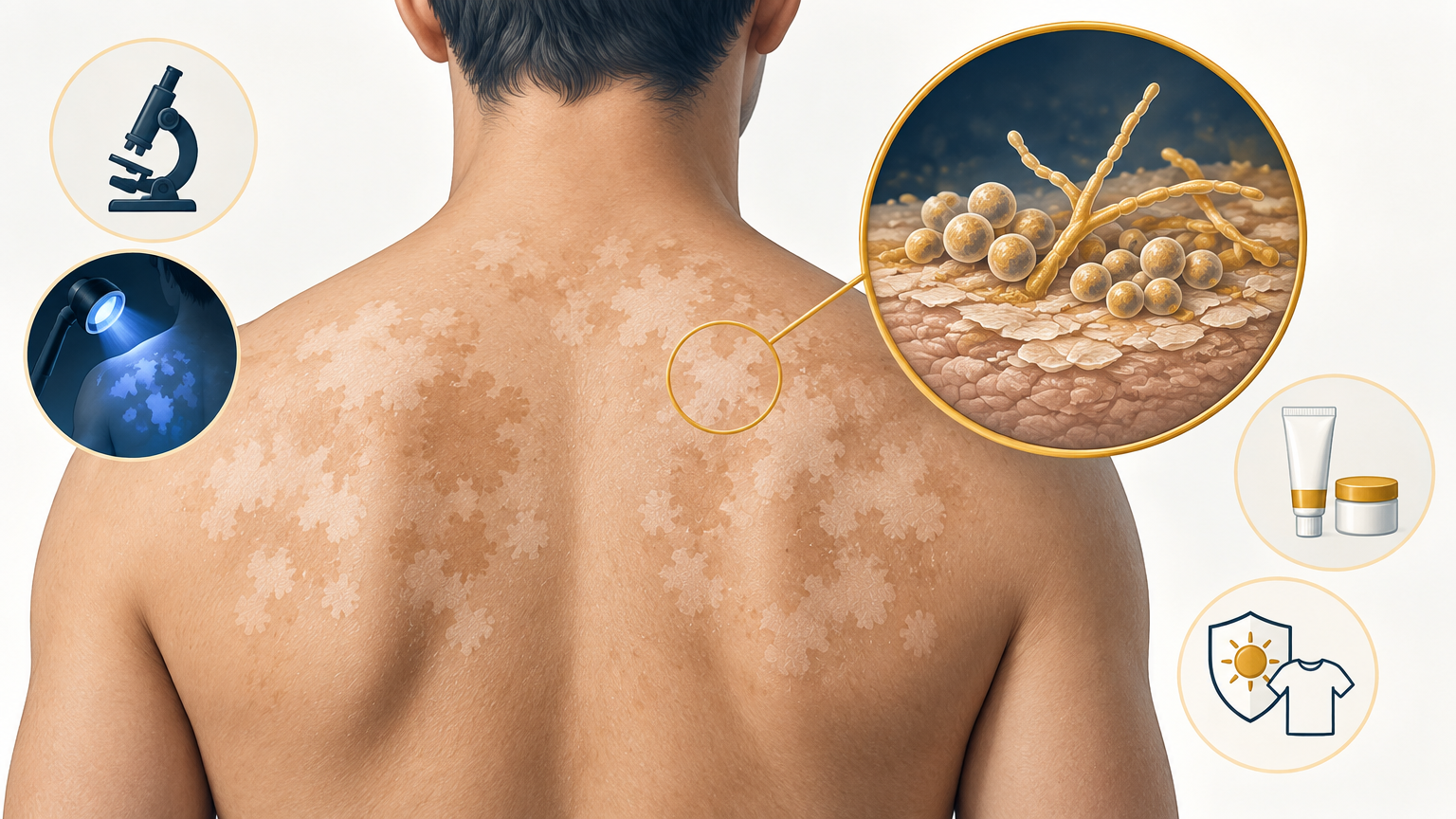 صورة توضيحية عن نخالية مبرقشة | Pityriasis versicolor — الجلدية والتجميل | فارماستان