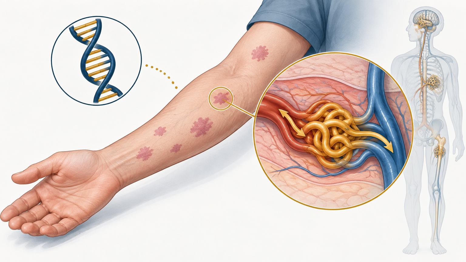 صورة توضيحية عن Capillary Malformation-Arteriovenous Malformation Syndrome | متلازمة التشوه الشعري الشرياني الوريدي — القلب والأوعية الدموية | فارماستان