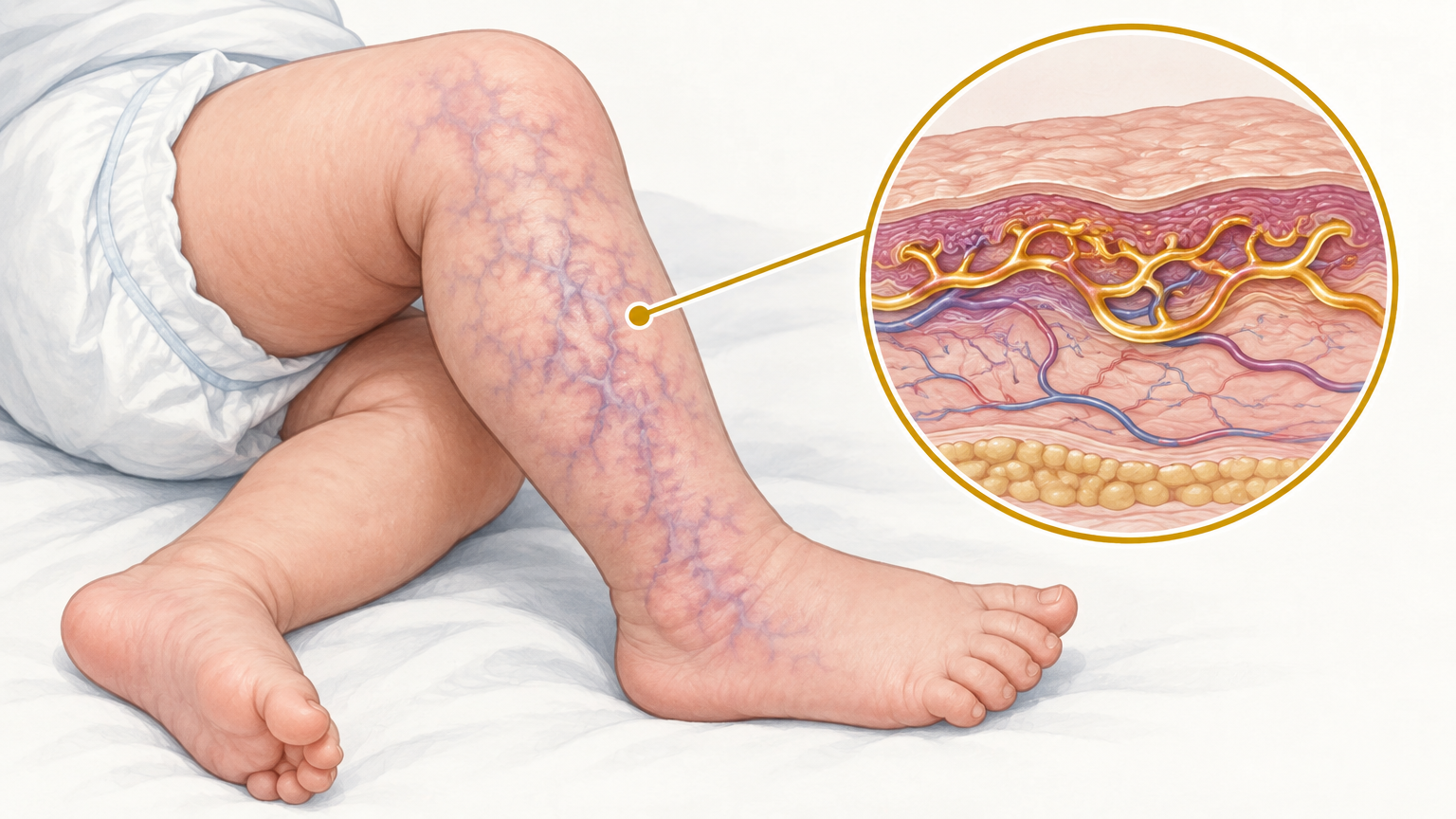 صورة توضيحية عن Cutis Marmorata Telangiectatica Congenita | توسع الشعيرات الجلدية الرخامية الخلقي — الجلدية والتجميل | فارماستان
