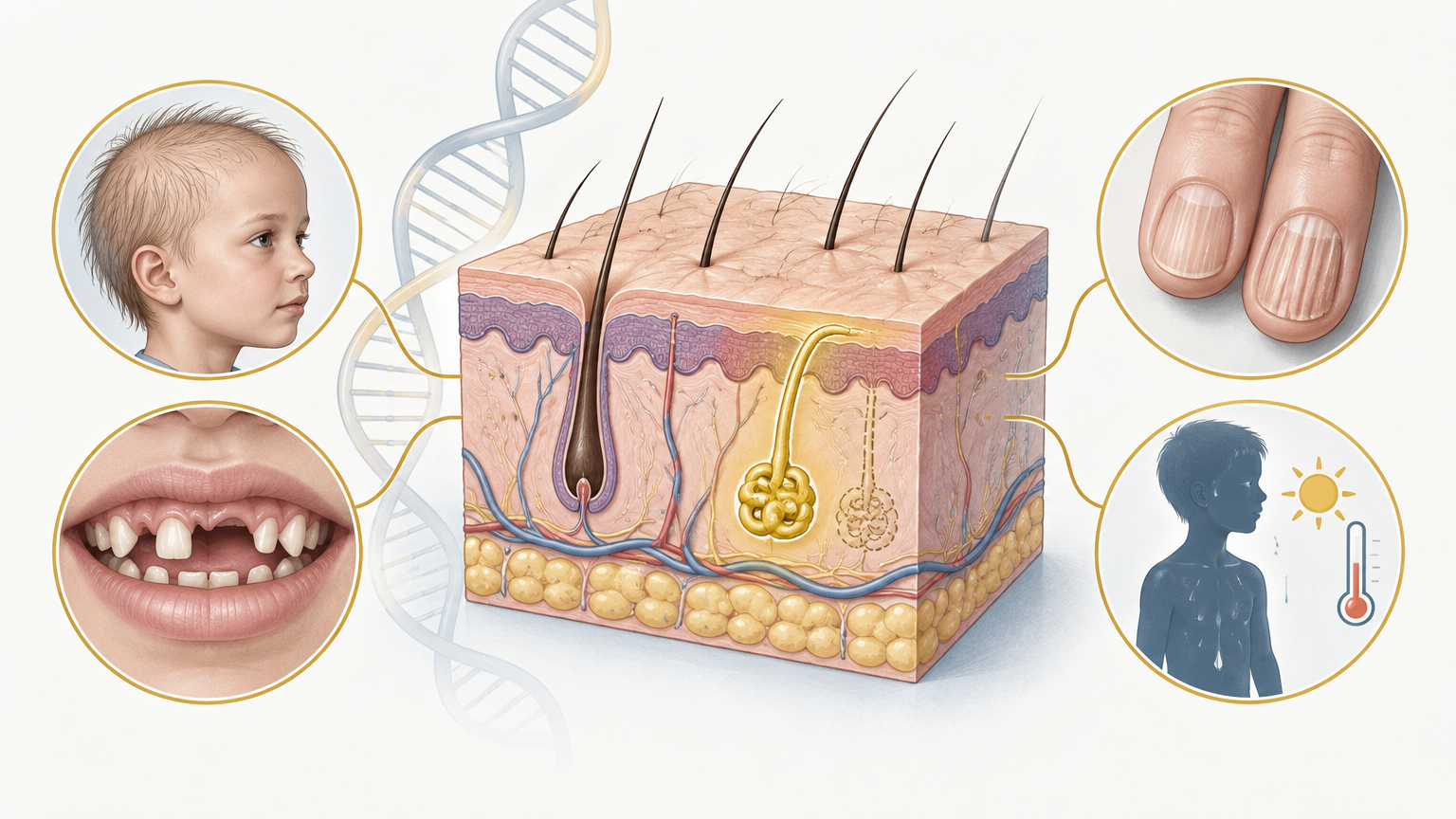صورة توضيحية عن Ectodermal Dysplasias | خلل التنسج الأديمي — الجلدية والتجميل | فارماستان