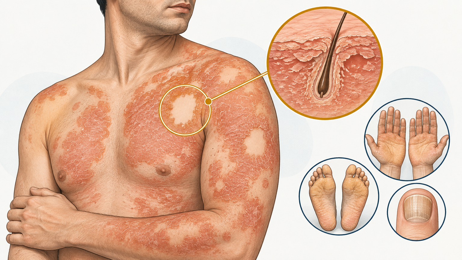 صورة توضيحية عن Pityriasis Rubra Pilaris | النخالية الحزازية الحمراء — الجلدية والتجميل | فارماستان
