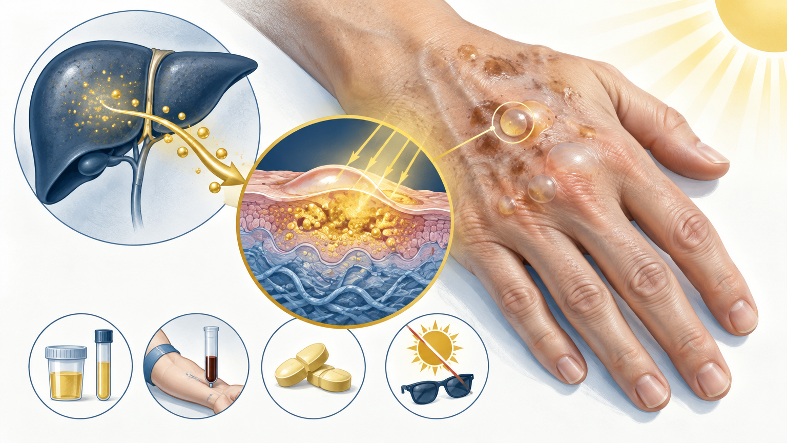 صورة توضيحية عن Porphyria Cutanea Tarda | البورفيريا الجلدية المتأخرة — الجلدية والتجميل | فارماستان