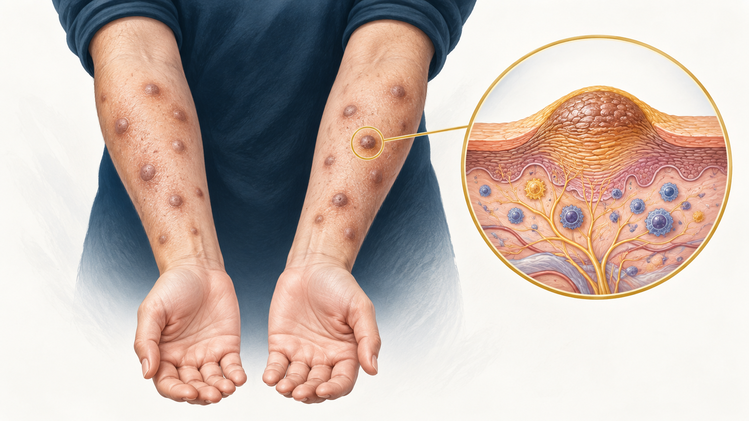 صورة توضيحية عن Prurigo nodularis | حكة العقدة — الجلدية والتجميل | فارماستان