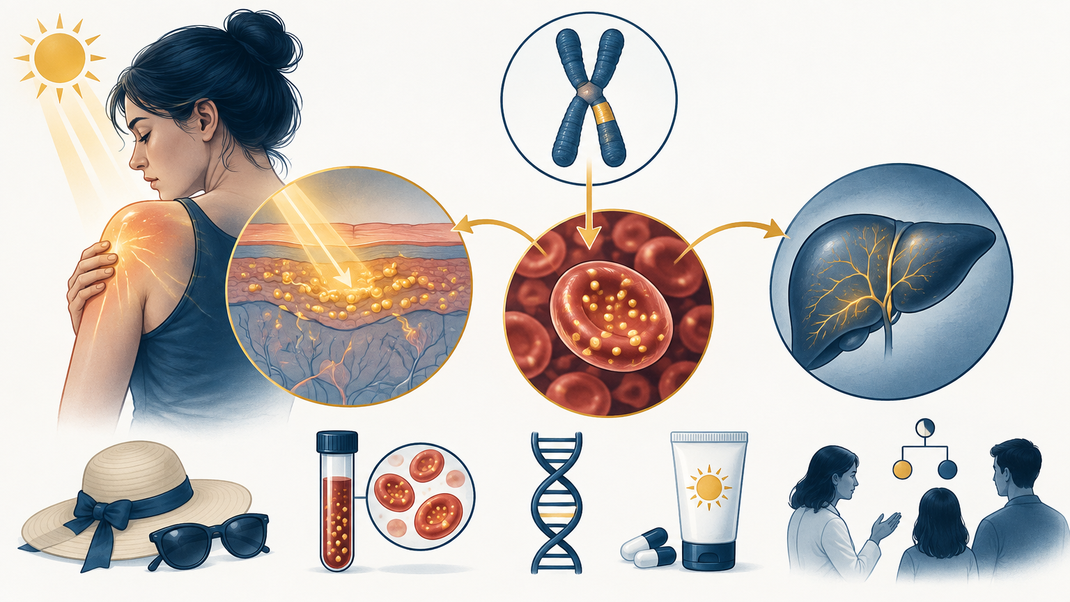 صورة توضيحية عن X-Linked Protoporphyria | بروتوبورفيريا مرتبطة بالكروموسوم X — الدم والجهاز الليمفاوي | فارماستان